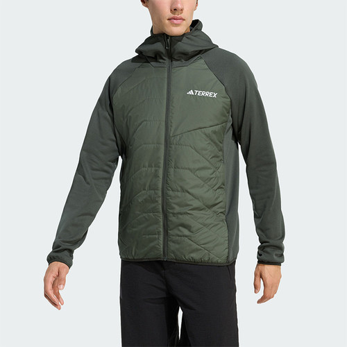Adidas/阿迪达斯正品2026男士连帽保暖加绒拼接运动棉服KA6947