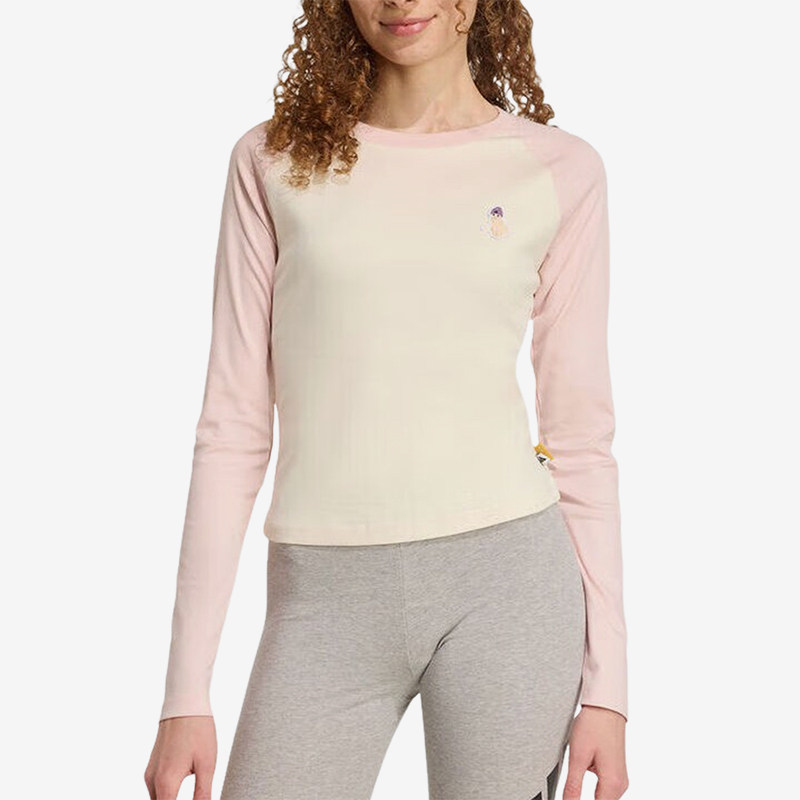 Adidas/阿迪达斯正品S新款女米白浅粉色经典柔软长袖T恤JV6094