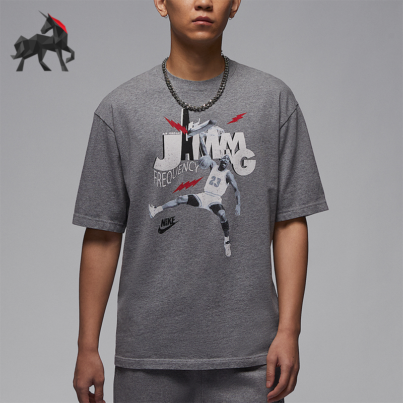 Nike/耐克正品JORDAN男士复古厚实透气休闲图案短袖HJ2930-091