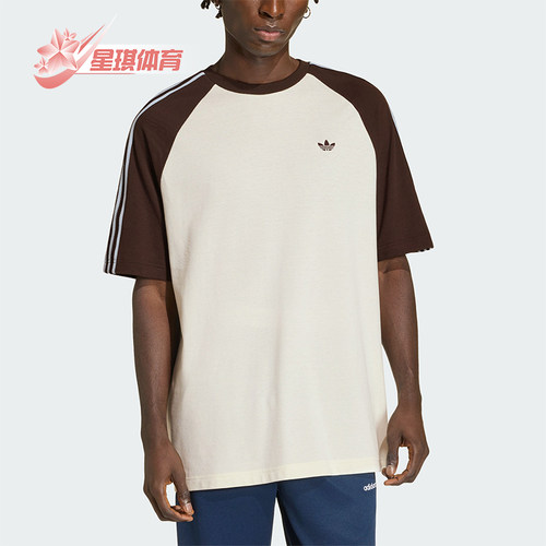 Adidas/阿迪达斯正品三叶草男士条纹休闲针织经典宽松T恤HZ3830