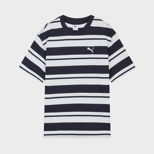 Puma/彪马正品男女同款复古条纹圆领套头短袖T恤633854-16