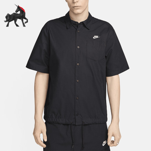 Nike/耐克正品Club男士休闲翻领纽扣透气短袖衬衫T恤FN3902-010