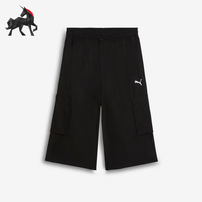 Puma/彪马正品2025秋季款男女工装运动休闲透气六分短裤631846-01