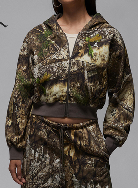 Nike/耐克官方正品JORDAN女士时尚短款加绒连帽外套HV0470-133