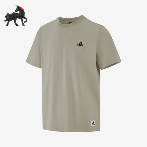 Adidas/阿迪达斯正品S新款男卡其灰色运动经典休闲短袖T恤KC2867