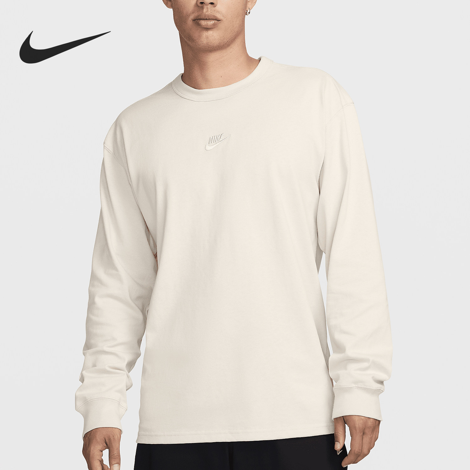 Nike/耐克官方正品舒适秋季款男士刺绣运动圆领长袖DO7391-104