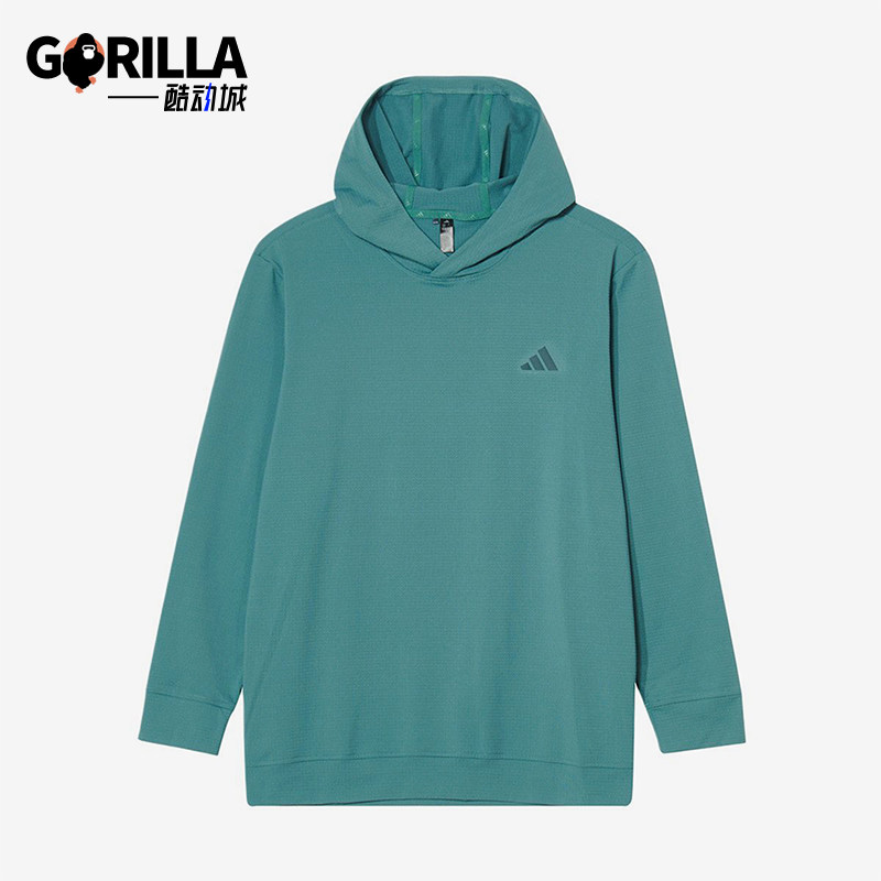 Adidas/阿迪达斯正品新款男绿色高尔夫经典简约连帽卫衣JX4192