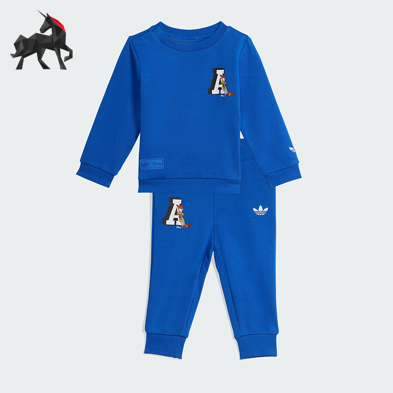 Adidas/阿迪达斯正品三叶草婴童运动复古宽松长袖长裤套装JX0592