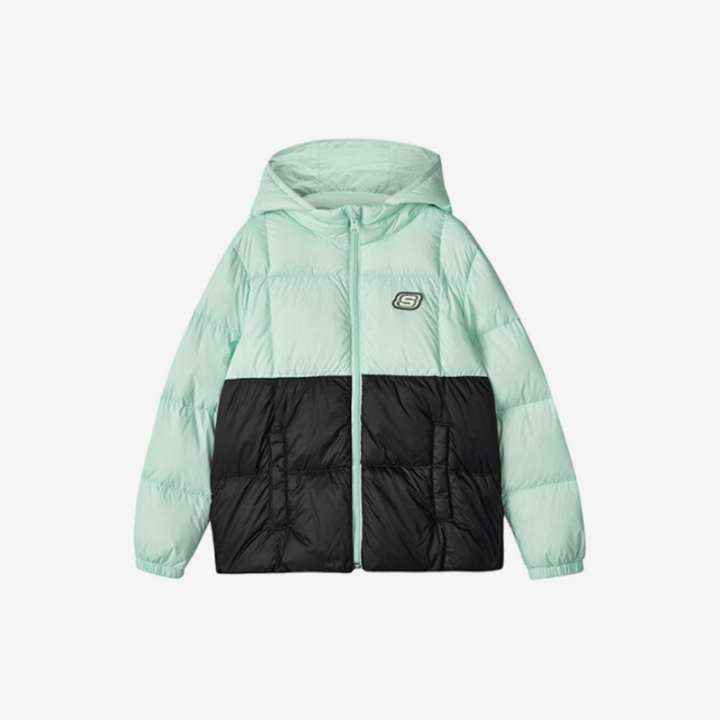 Skechers/斯凯奇正品KIDS UNISEX儿童时尚保暖宽松连帽羽绒服