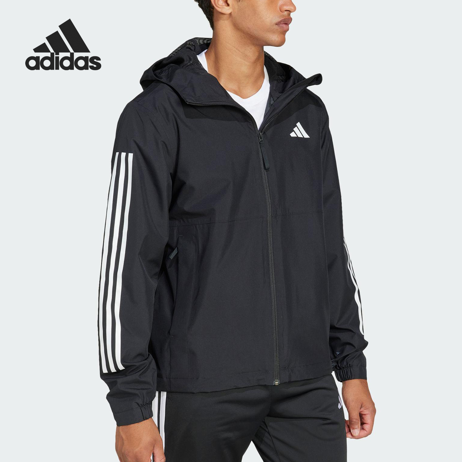 Adidas/阿迪达斯正品2025新款男士梭织连帽运动外套JD1043