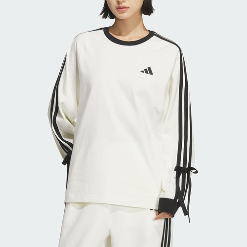 Adidas/阿迪达斯正品2025女士时尚宽松圆领亲肤针织长袖T恤KG3859