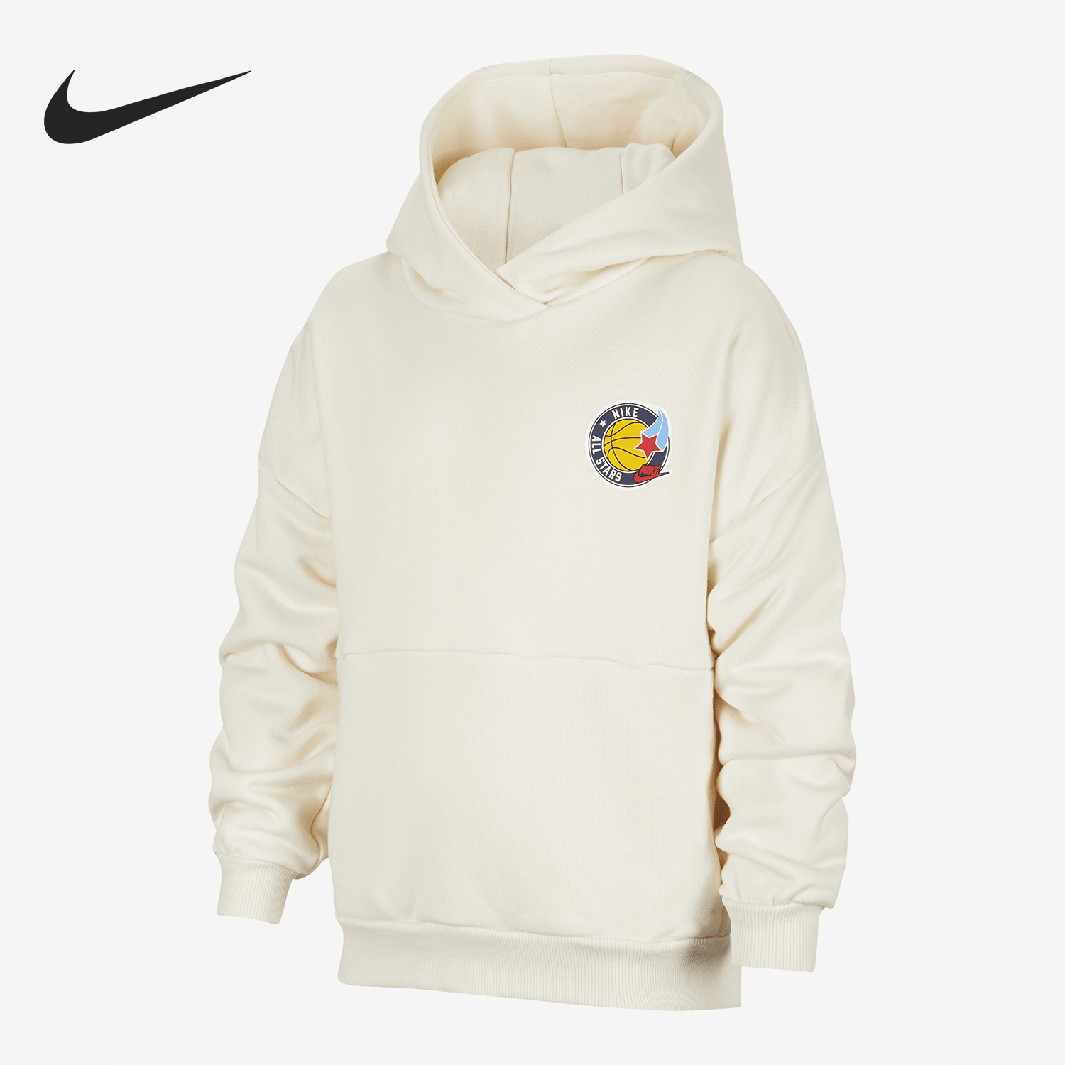 Nike/耐克正品Icon大童美式复古简约连帽印花卫衣HV1747-110