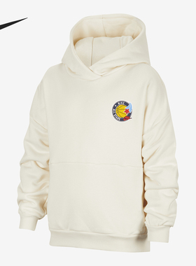 Nike/耐克正品Icon大童美式复古简约连帽印花卫衣HV1747-110