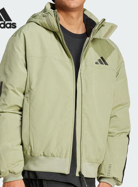 Adidas/阿迪达斯正品新款男士保暖连帽鸭绒面包羽绒服JG3843