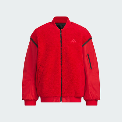 阿迪达斯大童拼接保暖羊羔绒外套