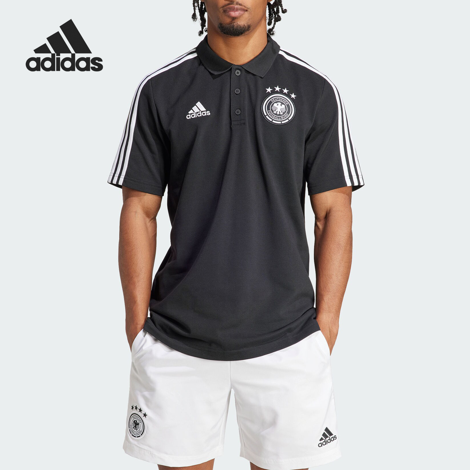 阿迪达斯男士足球运动短袖POLO衫