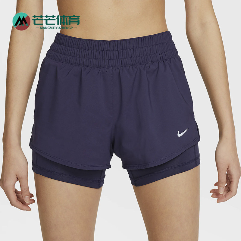 Nike/耐克正品2025女士梭织松紧腰透气二合一运动短裤DX6013-555