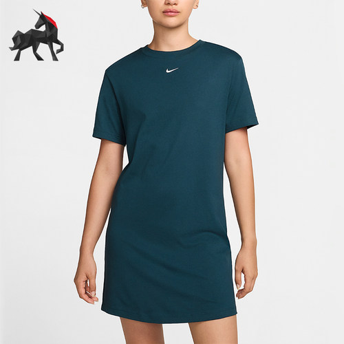 Nike/耐克正品女士休闲舒适透气圆领短袖连衣短裙DV7883-478