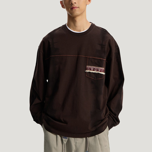 Adidas/阿迪达斯正品三叶草男士复古针织运动宽松长袖T恤KW5672