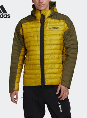 Adidas/阿迪达斯正品冬季男士保暖拼接连帽休闲羽绒服HH9215
