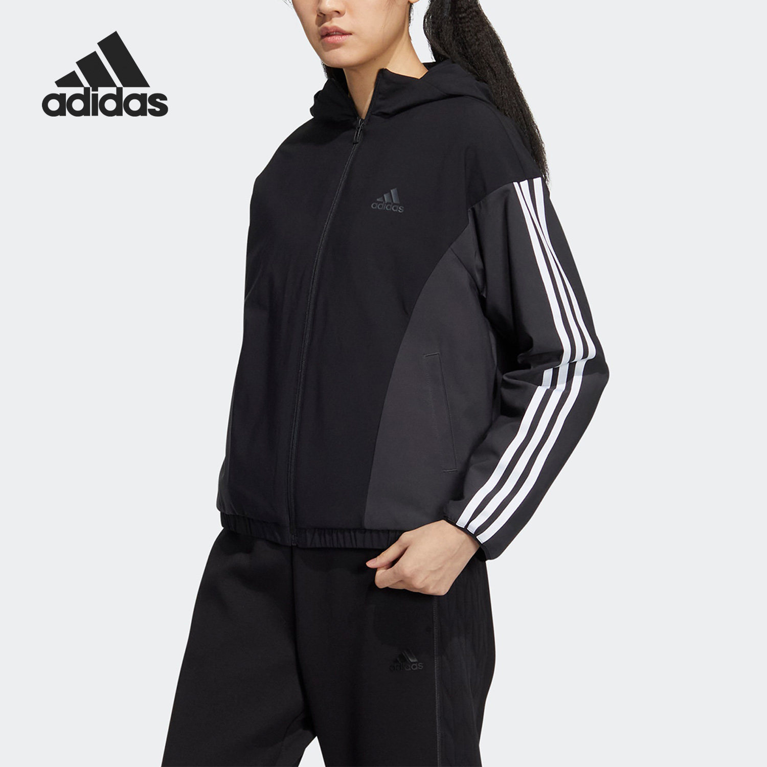 Adidas/阿迪达斯正品新款女子运动连帽夹克外套HY2874