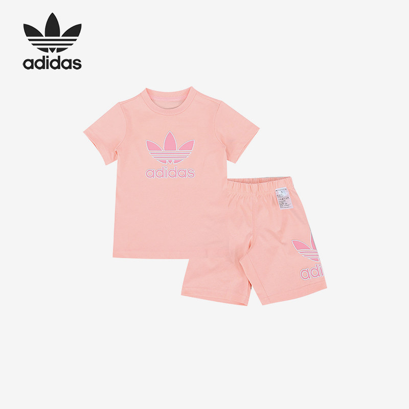 Adidas/阿迪达斯正品2025夏季款婴童耐穿运动针织日常套装JC6594 - 实物图