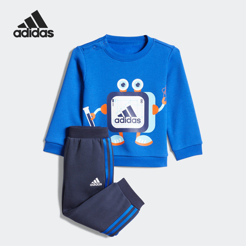 adidas/阿迪达斯官方正品2022秋冬婴童运动休闲加绒套装hm9634