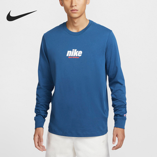 圆领印花针织休闲长袖 Nike 耐克正品 休闲男士 421 T恤百搭HQ1569
