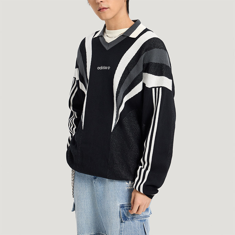 Adidas/阿迪达斯正品三叶草男士针织运动经典宽松套头毛衣KW2018