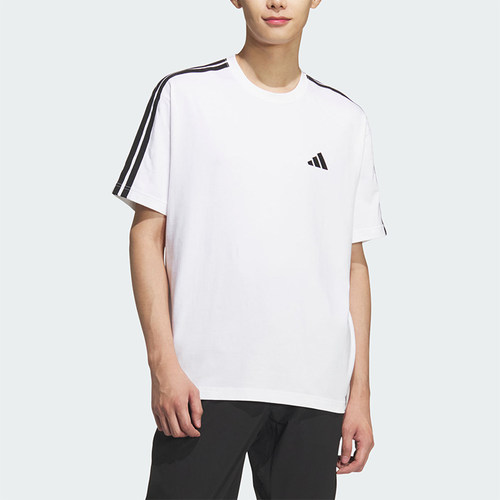 Adidas/阿迪达斯正品男士针织宽松条纹圆领休闲短袖T恤KF3739