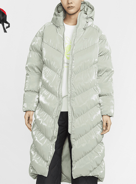 Nike/耐克正品WINDPUFFER女士连帽长款亮面棉服FV7828-370