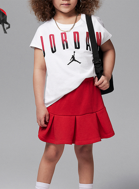 Nike/耐克正品JORDAN小童休闲圆领短袖褶裥裤裙套装II3743-687