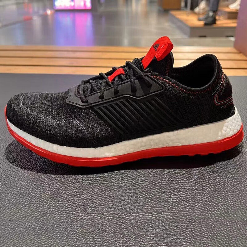 adidas阿迪达斯男跑步鞋黑红撞色pure boost爆米花减震透气运动鞋