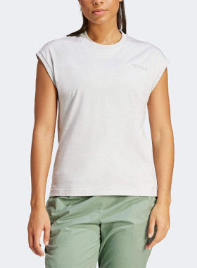 Adidas/阿迪达斯正品夏季女士户外运动经典圆领简约背心T恤IK9110