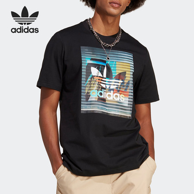 Adidas/阿迪达斯官方正品三叶草夏季男子运动印花短袖T恤IC5729