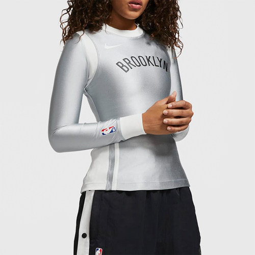 Nike/耐克正品AMBUSH新款女士修身拼接时尚套头长袖T恤DB9569-077