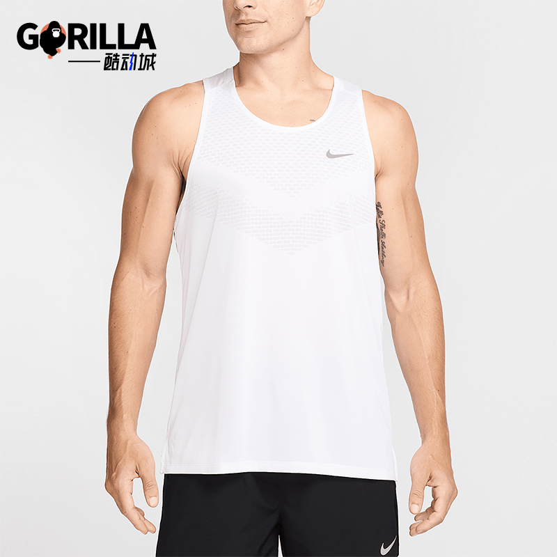 Nike/耐克正品2025男士耐穿圆领印花无袖跑步背心T恤HV5210-100