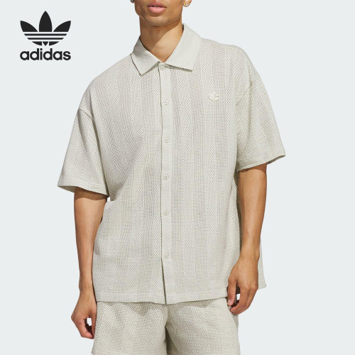 Adidas/阿迪达斯正品三叶草男女宽松透气翻领网眼衬衫JP0653