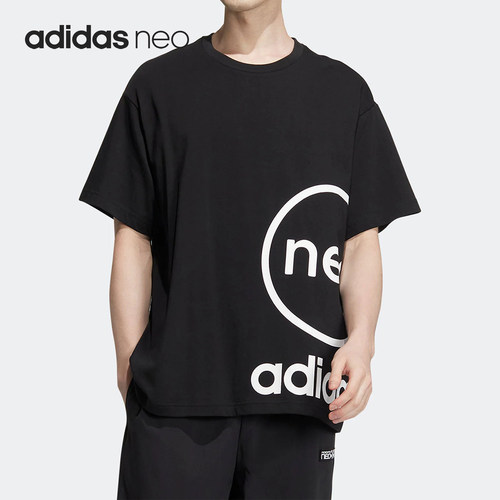 Adidas/阿迪达斯正品秋季新款NEO男女运动宽松圆领T恤HN8744