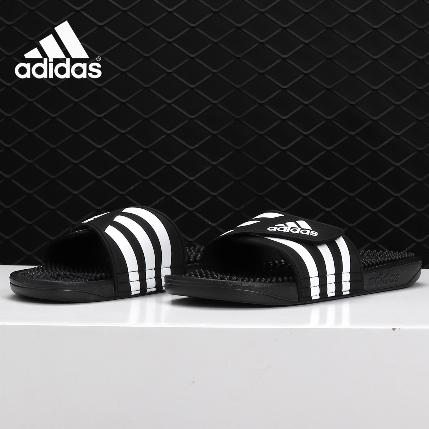 Adidas/阿迪达斯正品男子夏季游泳缓震按摩柱运动凉鞋拖鞋F35580