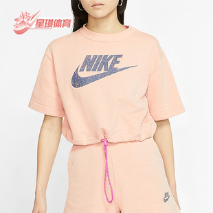 Nike 2025女士日常圆领套头透气印花运动短袖 CJ2276 287 耐克正品