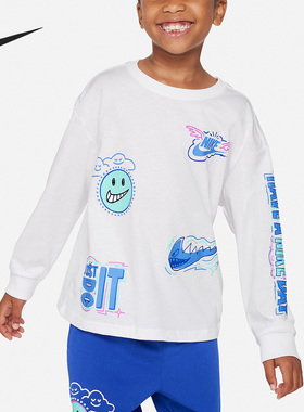 Nike/耐克正品夏季小童插画印花圆领套头长袖T恤FV2705-100