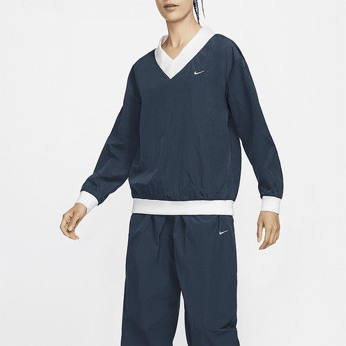 耐克女士梭织V领长袖套头衫