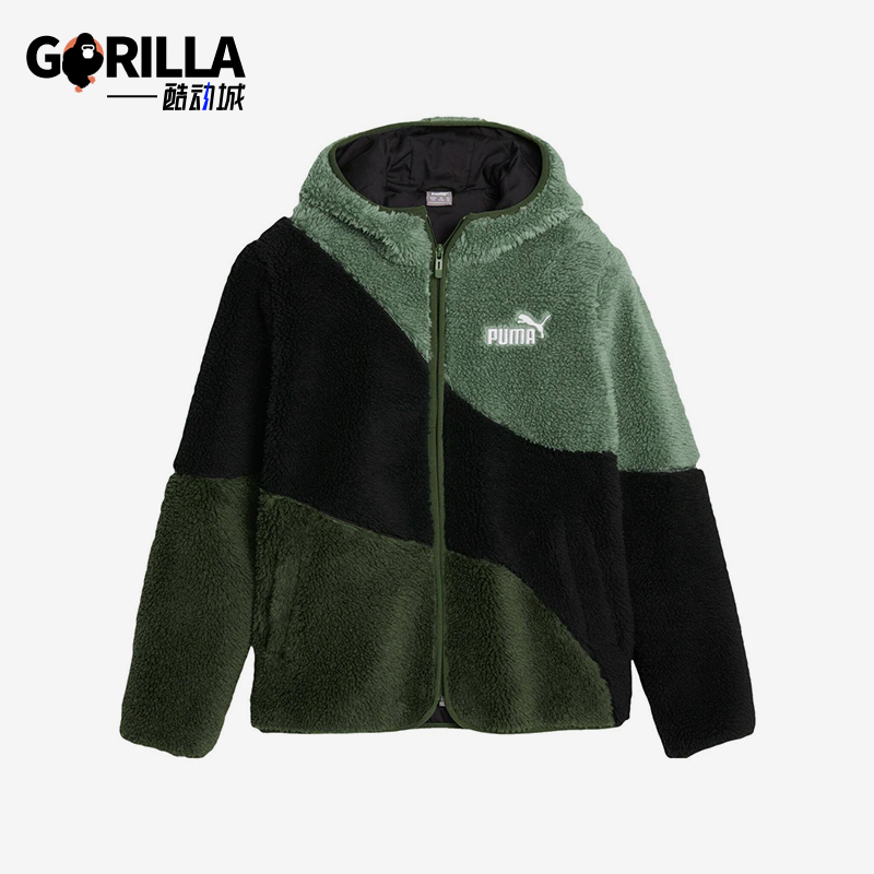 Puma/彪马正品2025大童拉链复古休闲防风绒感连帽外套678510-31