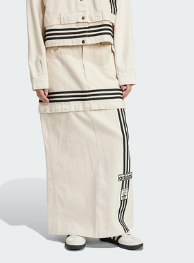 Adidas/阿迪达斯正品三叶草女士复古经典可拆卸牛仔半身裙JD5619