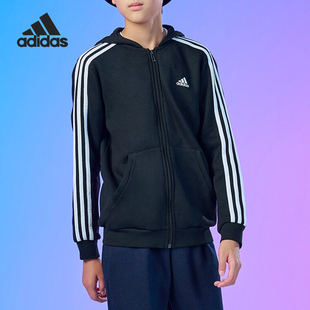 Adidas 2025秋季 款 儿童连帽简约加绒外套GQ8900 阿迪达斯官方正品