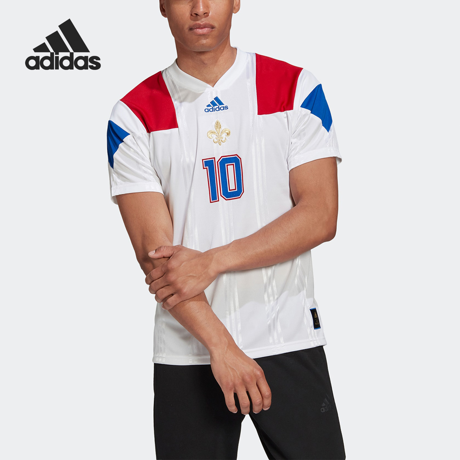 阿迪达斯男子运动足球短袖球衣