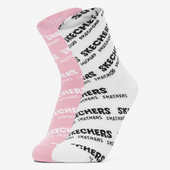 Skechers 撞色LOGO休闲运动袜女子中筒袜两对装 斯凯奇正品 时尚
