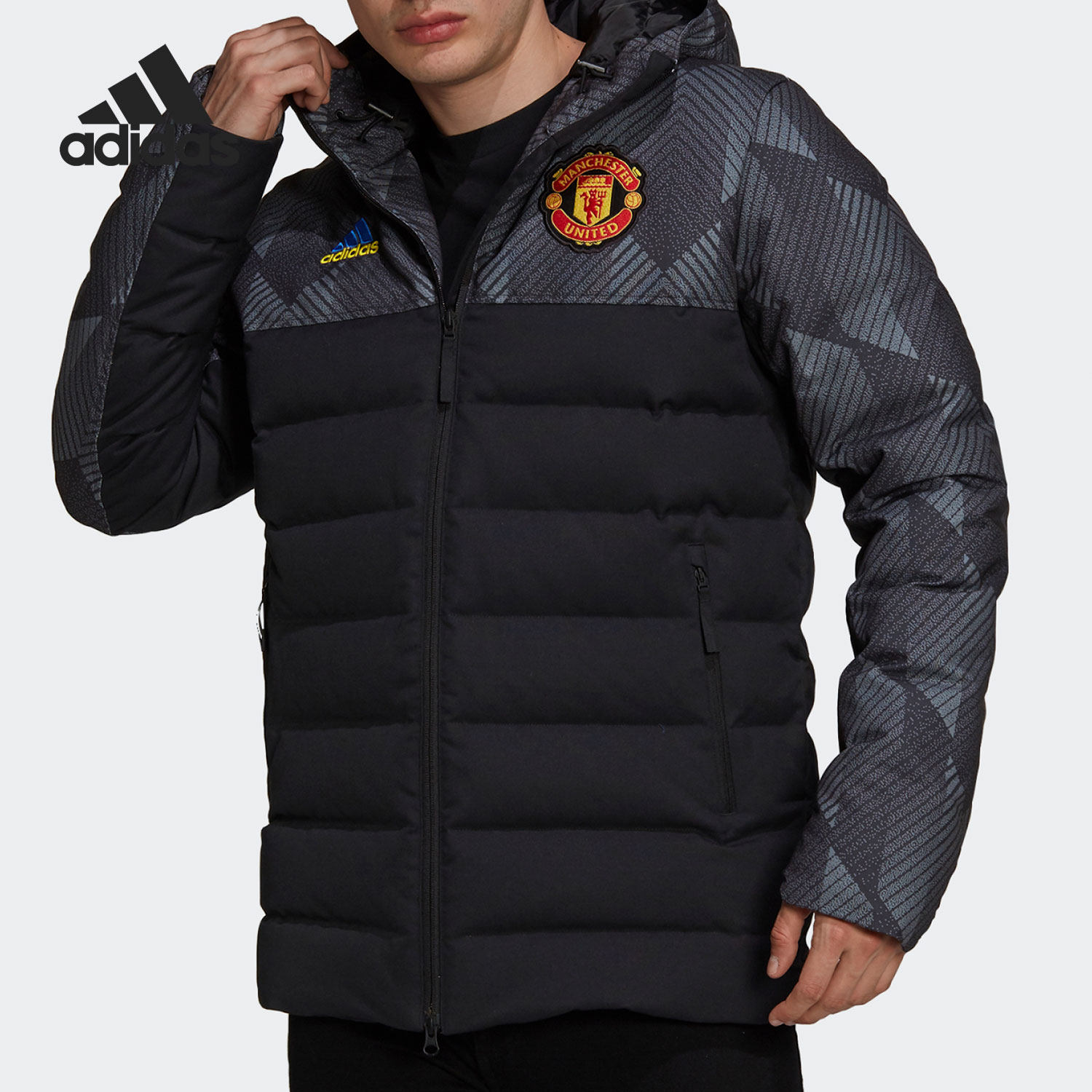 Adidas/阿迪达斯正品男子舒适运动休闲保暖连帽羽绒服 GR3870