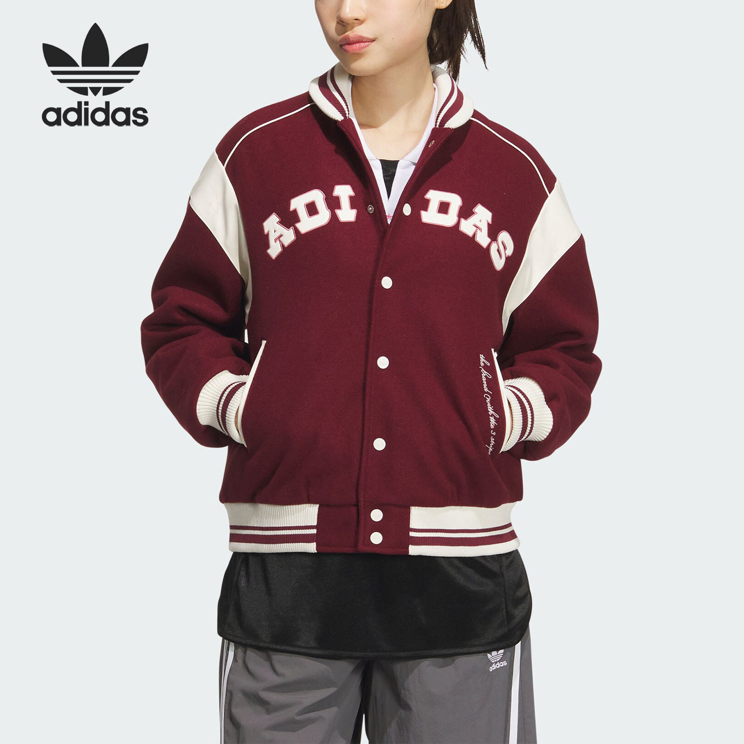 Adidas/阿迪达斯官方正品三叶草女士复古保暖运动休闲棉服JD6380
